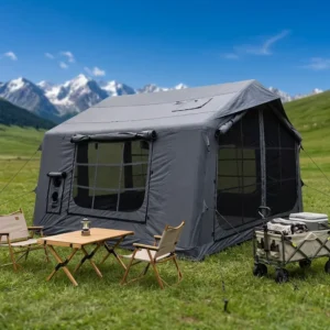 Outdoor Luxury Air Tent 8sqm Poly Cotton Fabric 0.52mm TPU Beam Dual Window AB Entry Custom Glamping