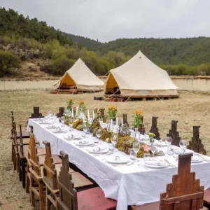 Outdoor Luxury Canvas Four Season Aluminum Alloy Frame Quick Setup Camp Glamping Bell Tents for Sale with Price