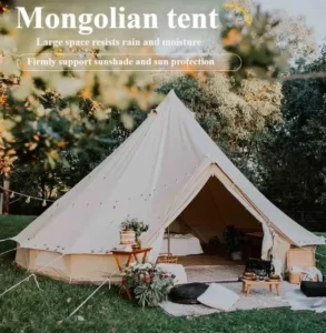 Outdoor Luxury Yurt Tent Four Season Pyramid Shaped Canvas Tent with Chimney Hole