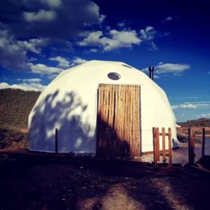 Outdoor Mobile Geodesic Dome Tent Steel Frame PVDF Membrane Four-Season Zipper Door for Family