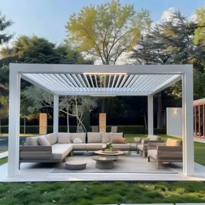 Outdoor Motorized Aluminum Bioclimatic Pergola Waterproof Canopy Eco Friendly Durable Easy Assembly Customizable Sizes Balcony