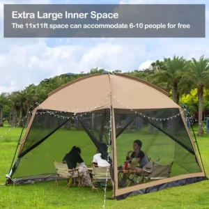 Outdoor Oxford Fabric Inflatable Camping Tent Two Bedrooms 8 15 Person Mesh Pergola BBQ Beach Cooking Windproof Rainproof