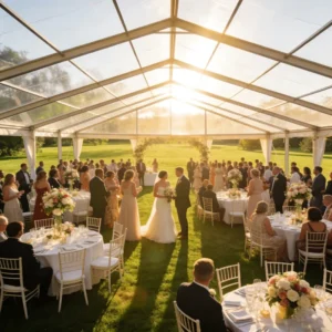 Outdoor Party Banquet Tent 6-60m Aluminum Alloy PVC Marquee 20-5000 Pax Quick Setup Durable Reusable Four-season Waterproof