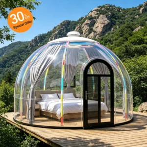 Outdoor Polycarbonate Dome House Clear PC Bubble House Waterproof Stargazing Tent with Ventilation Windows