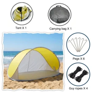 Outdoor Pop-Up Beach Tent Portable Sun Shade Lightweight Dome Camping Tent Three-Season