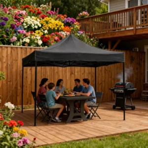 Outdoor Pop up Gazebo Canopy Tent Single Layer Oxford Cloth Waterproof Four-season Trade Show Shelter for 3-4 People