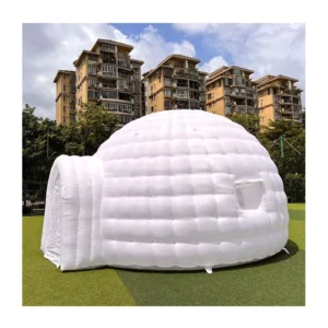 Outdoor Portable Inflatable Igloo Dome Tent LED Light 2 Windows Waterproof 16.5x18x11ft for Party Wedding