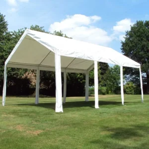Outdoor Portable White 10 x 20 Metal Car Canopy Tent with Waterproof UV-Resistant Fabric