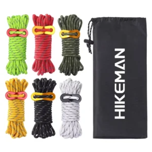 Outdoor Reflective Polyester 4MM 4M 12 Strand Core Camping Tent Wind Rope Canopy Waterproof Buckle