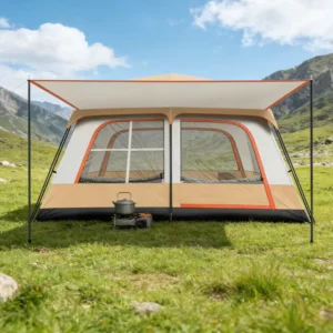 Outdoor Square Large Double-Layer Four-Season Two-Bedroom One-Living-Room Sunscreen Rainproof 5-8/8-12 Person Camping Tent