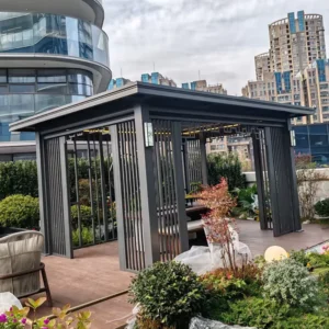 Outdoor Stainless Steel Custom-Shape Canopy Garden Pavilion, Construction and Installation