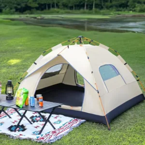 Outdoor Stretch Tent for Adventures 2-3 Person Large Space One-Bedroom Oxford Tent Automatic Quick Opening Design