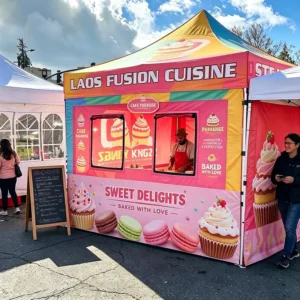 Outdoor Trade Show Tent, Flame Resistant 600D Oxford Fabric Canopy for Food Booth