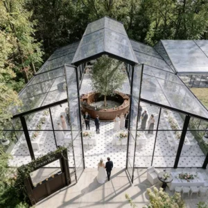 Outdoor Transparent Aluminum Wedding Tent With Glass Like PVC For Romantic Garden Wedding Reception