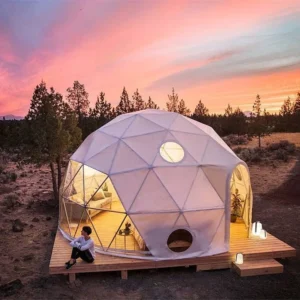 Outdoor Transparent Dome Glamping Cabin Safari Tent with Shower Cabin for Camping and Hiking