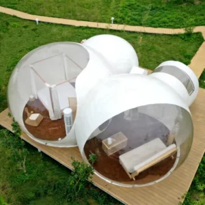 Outdoor Transparent Glamping Three-Room Clear Inflatable Bubble House Dome Tent with Bathroom for Hotel