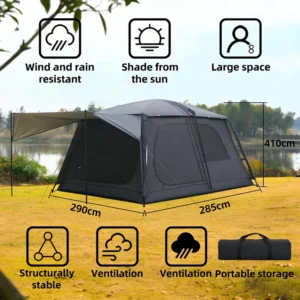 Outdoor Ultralight Large Space Folding Glamping Tent Double Deck Leisure Party Tenda Camping Family with Sun Shade