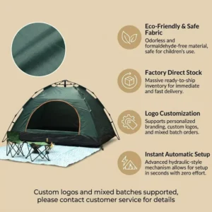 Outdoor Ultralight Portable Folding Pop-up Waterproof Oxford Glass Fiber Automatic Camping Tent Custom Logo Printing