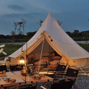 Outdoor Waterproof 5m Bell Tent Carpet Luxury Glamping Cotton Canvas Yurt Tent for Camping Travel in China