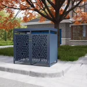 Outdoor Waterproof Aluminum 12 L Rectangular Trash Can Storage Shed with Iron Structure