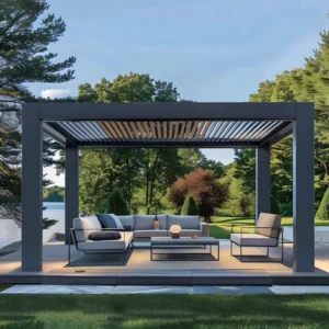 Outdoor Waterproof Aluminum Motorized Bioclimatic Pergola Canopy Gazebo for Patio Backyard