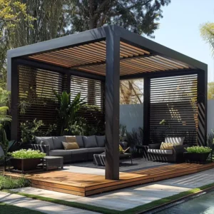 Outdoor Waterproof Electric Bioclimatic Louvered Aluminum Pergola Gazebo Canopy for Patio Terrace
