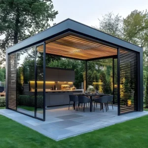 Outdoor Waterproof Electric Louvered Aluminum Bioclimatic Pergola Canopy