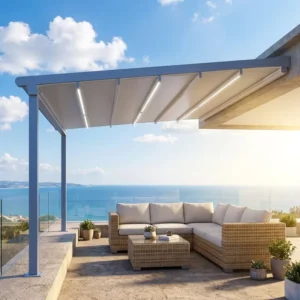 Outdoor Waterproof Folding Retractable Pergola Sun Shade Canopy for Home Villa Hotel