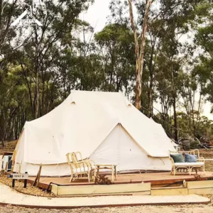 Outdoor Waterproof Large Canvas Bell Yurt Tent for Family Camping, Glamping, Resorts, and Picnics