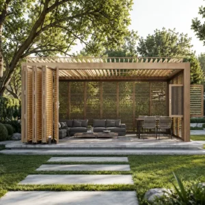 Outdoor Waterproof Motorized Louvered Aluminum Pergola Canopy with Glass