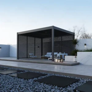 Outdoor Waterproof Powder Coated Louvered Patio Cover Roof Canopy Motorized Louvers Aluminum Bioclimatic Free Standing