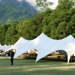 Outdoor Waterproof Sunshade Wedding Tent Curtain with Silver-Coated Blended Cotton