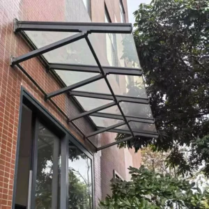 Outdoor Weather-Resistant Double Low-E Glass Aluminum Pavilion for Roof Balcony Entry Door Terrace Shed Canopy