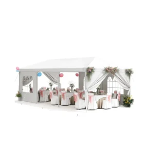 Outdoor Wedding Party Tent with Removable Sidewalls Steel Frame UV Resistant PVC Fabric for BBQ Events & Patio Gazebo Shelter