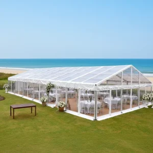 Outdoor Wedding Party Tents Transparent PVC Covers Aluminum Frame Tents for Seaside Lawns Capable of Accommodating 500 People