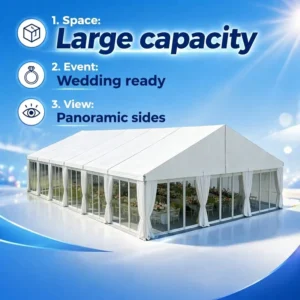 Outdoor White Wedding Marquee Party Tent Warehouse Event Tent for 300 People