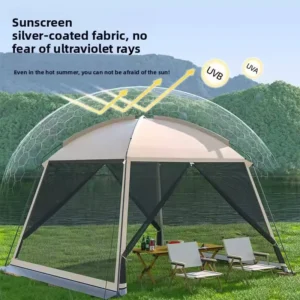 Outdoor foldable mosquito net tent canopy combo with sunshade and rainproof double-layer insect protection for camping
