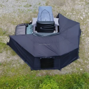 Overland SUV Rooftop Tent with 360-Degree Foxwing Awning, Annex Room, 5m Aluminum Pole, Lights and Sidewall