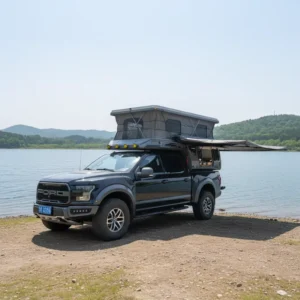 Overlanding Pickup Camper Pop-Up Truck Camper Caravan RV with Desk USB Charging for Road Trip Outdoor Recreation