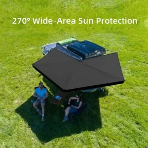 Oxford Cloth Quick-Open Car Roof Tent and Side Awning, Waterproof Camping Canopy with Fan