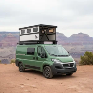 P SHOW 4 Season Hard Shell Rooftop Tent Carbon Fiber & FRP Sandwich Panel Insulated Pop Up Camper for Van Mercedes Sprinter