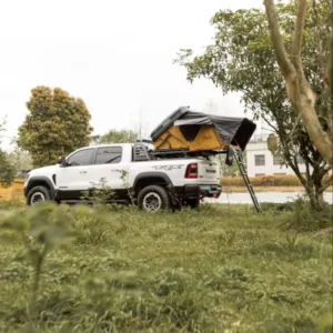 PS160 Camping SUV Rooftop Tent Aluminum Hard Shell Double Layer Waterproof Canvas Cotton Fabric Four-Season Quick Opening