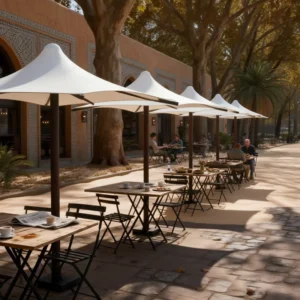 PTFE Tensile Architectural Membrane Umbrella Waterproof Outdoor Umbrella Courtyard Gym Customizable Size Beach Sun Shelter