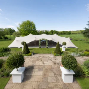 PU-Coated 410 GSM 4-Way Elastic Polyester Fabric Wind-Resistant Outdoor Party Wedding Tent