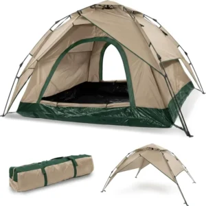 PU3000mm Waterproof 3-Person Instant Pop-Up Camping Tent with Automatic Hydraulic System for Family Beach Outdoor Use