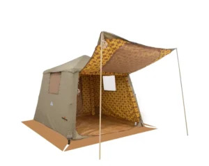 PVC Air Column Inflatable Cabin Camping Tent 4-6 Person Cotton Canvas Waterproof Glamping Family Desert Safari with Mesh Window