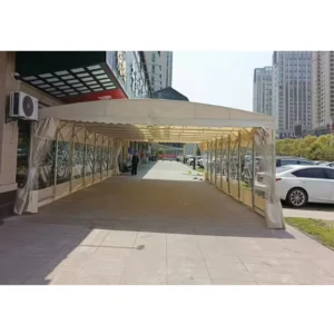 PVC Cover Fabric Waterproof All Seasons Folding Push Pull Sliding Structure Mobile Car Wash Warehouse Logistics Canopy Tent