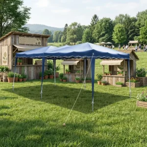 PVC Fabric Steel Powder-Coated Folding Gazebo Farm Fair Ecological Resort Event Toxic-Fold Canopy Shelter Water-Resistant Fade-Resistant