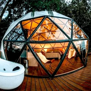 PVC Glamping Dome Tent Igloo With Bathroom Geodesic Domos House For Holiday Retreat