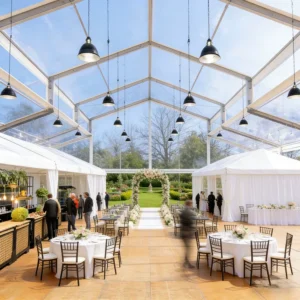 Panoramic Sunlight Garden Orangery Glass Tent Clear Span Atrium Cathedral Wedding Party Reception Hall